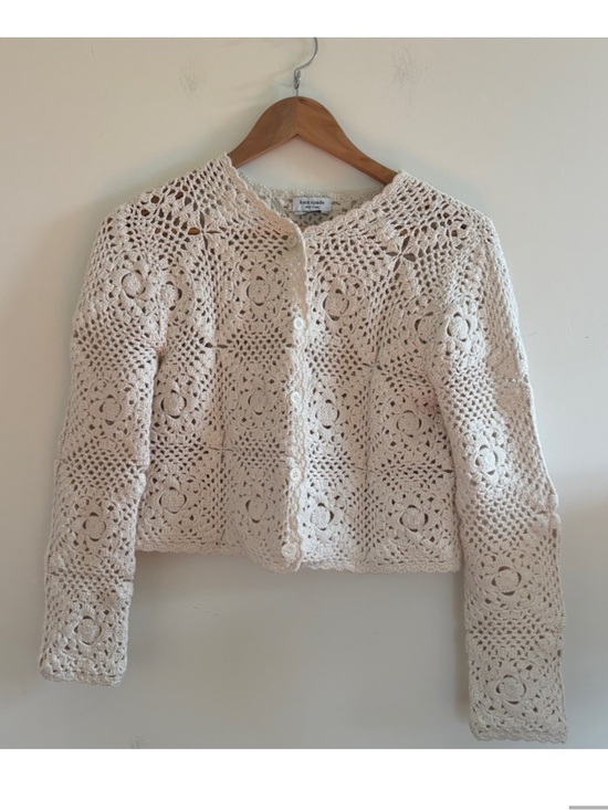 kate spade Sweaters - kate spade Cream Crochet Motif Cardigan